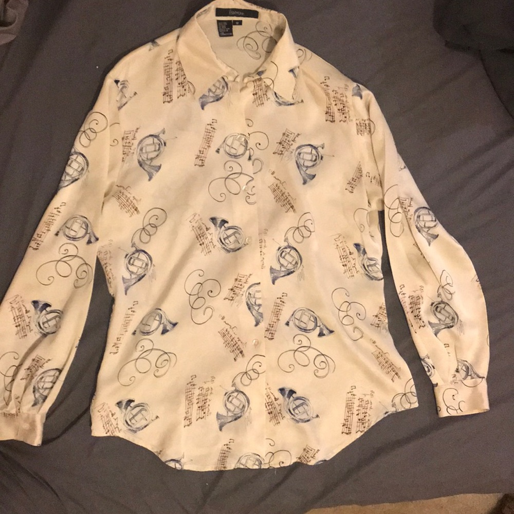 Musical print silk shirt